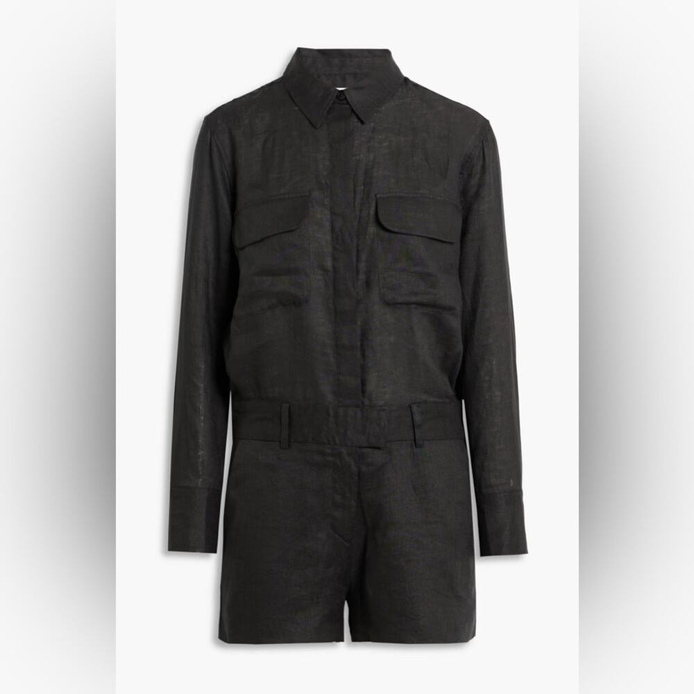 Equipment Valerie Black Linen Playsuit‎ Romper